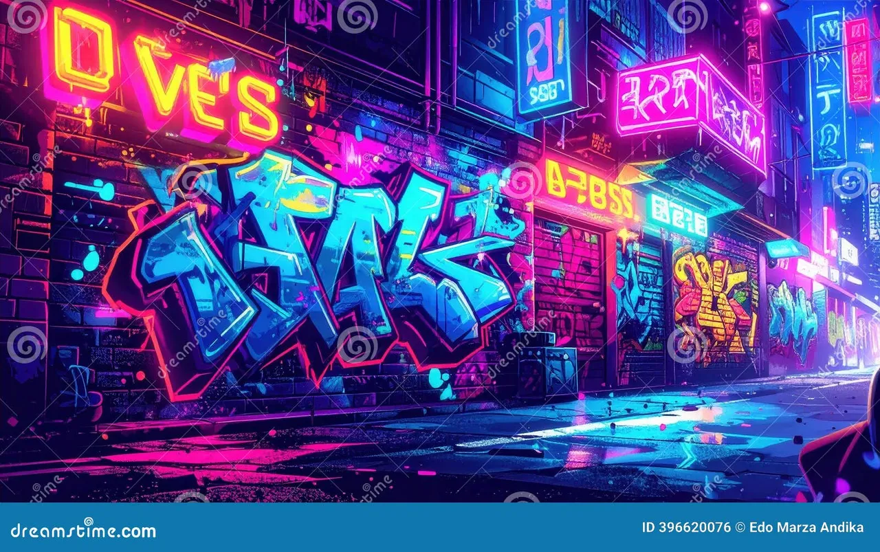 yy易游 - 涂鸦街头赛博不夜城全景